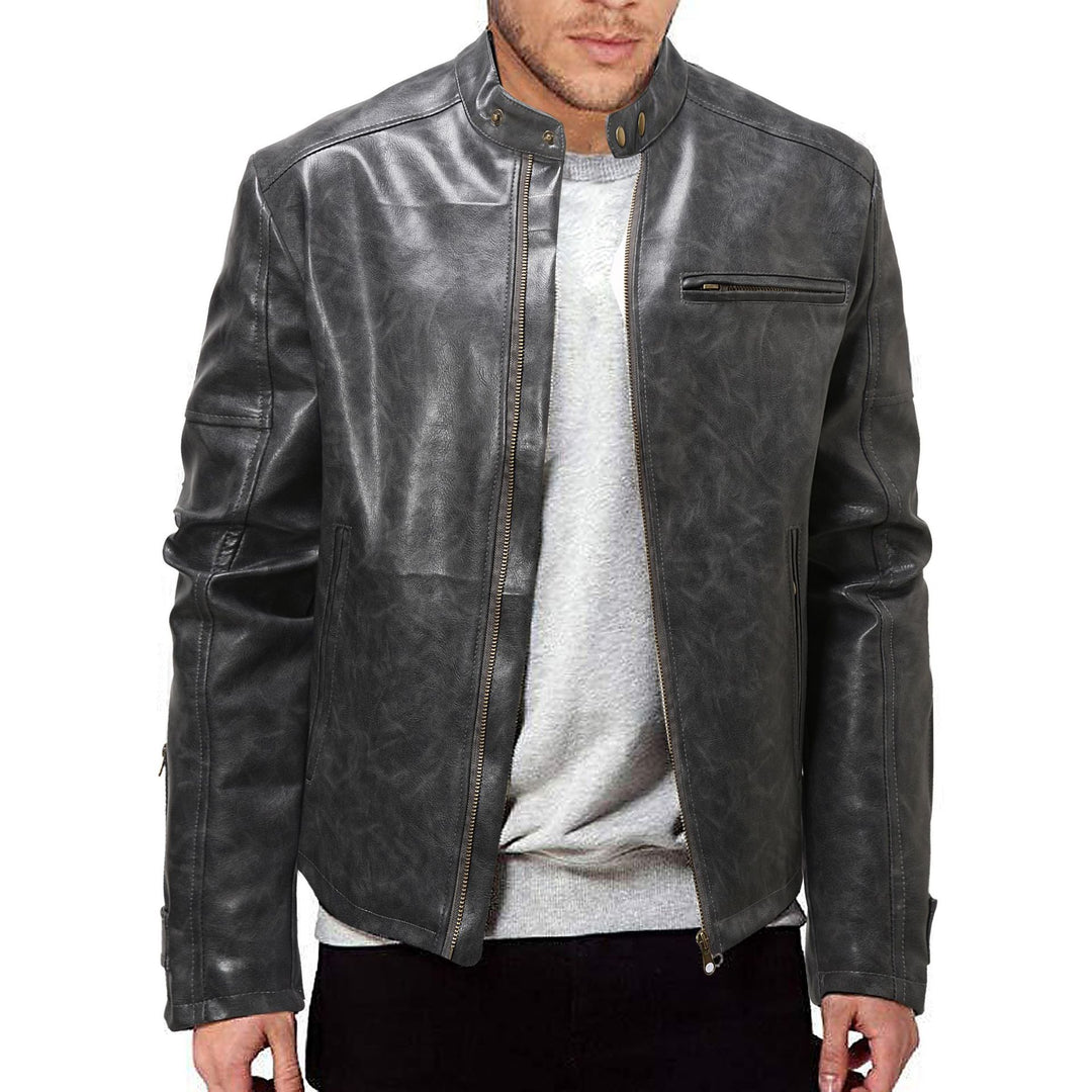 Herren Lederjacke mit Stehkragen