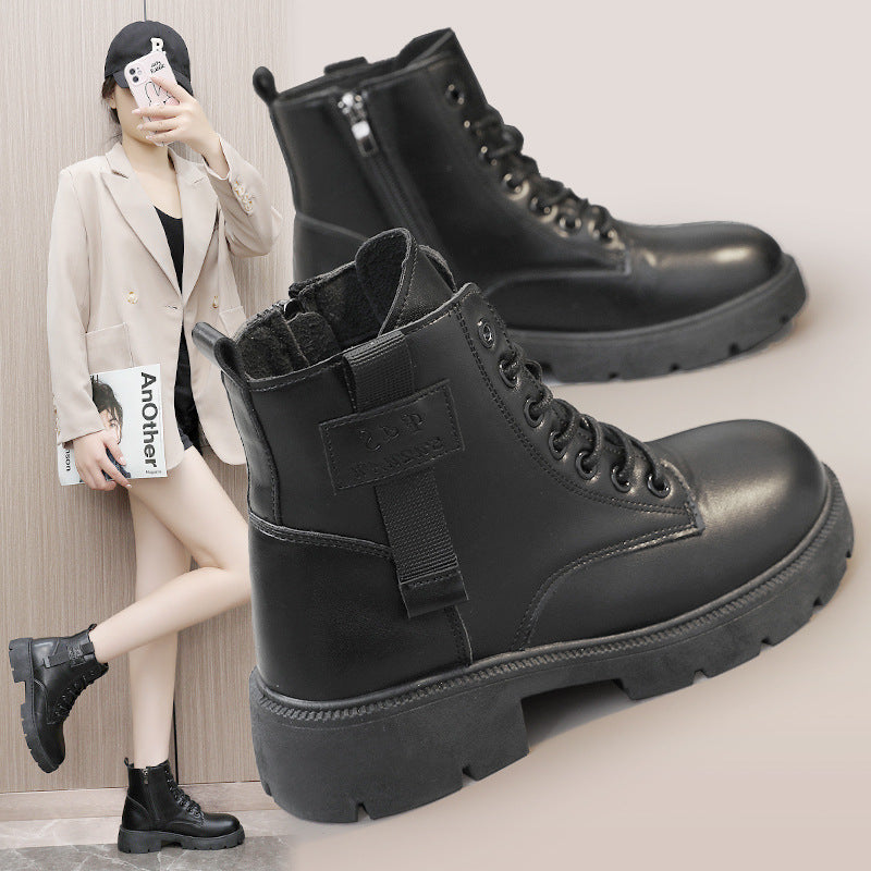 Damen Modische Halbstiefel mit praktischer Schnürung und robustem Reißverschluss EB