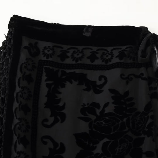 Damen Wickelrock mit eleganter Fransenverzierung und floralem Muster EB
