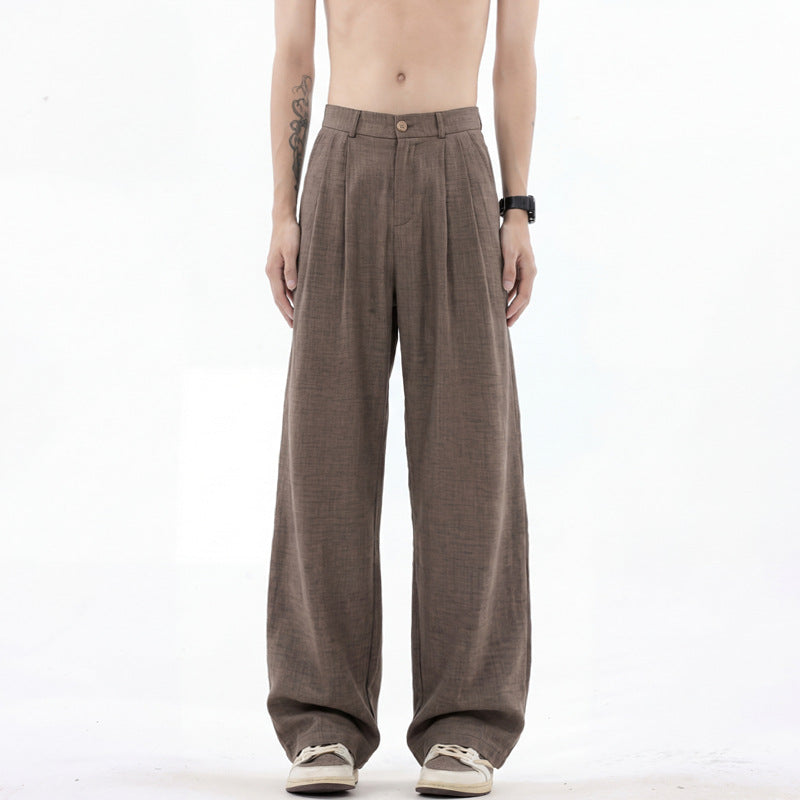 Herren nan weite Leinenhose mit hoher Bundfalte und lässigem Schnitt EB