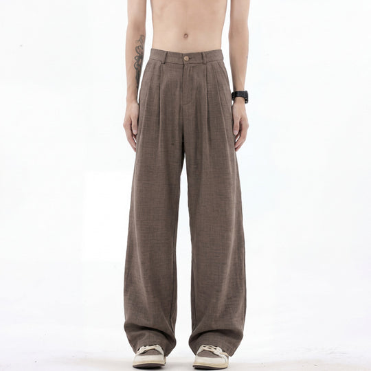 Herren nan weite Leinenhose mit hoher Bundfalte und lässigem Schnitt EB