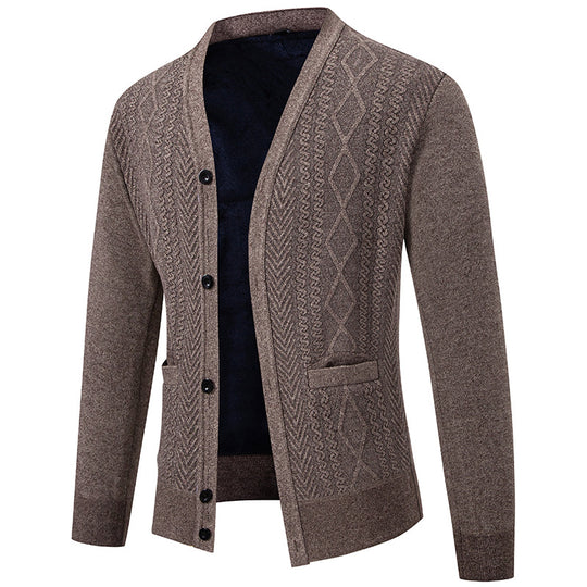 Herren Strickjacke mit strukturiertem Design und Knopfverschluss EB