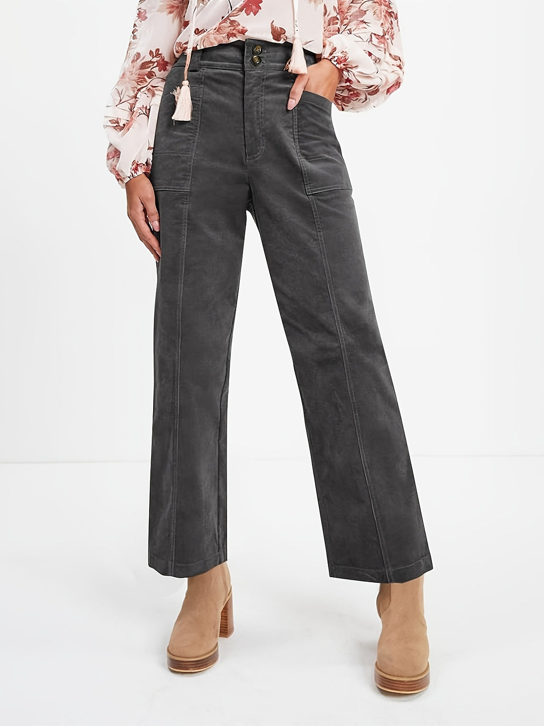 Damen Hochgeschnittene Bundfaltenhose EB
