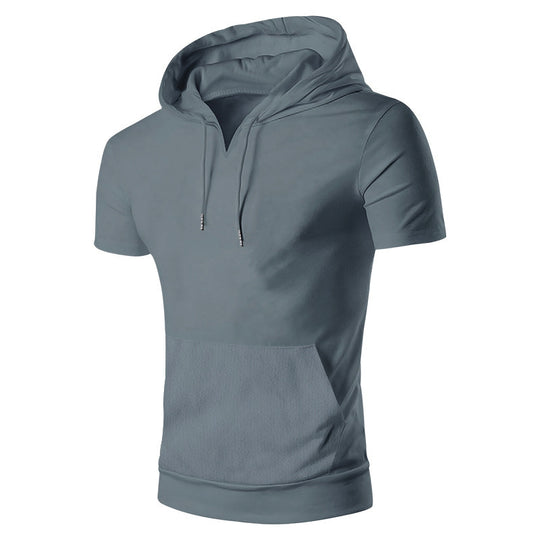 Herren lässiges Kapuzenshirt mit V-Ausschnitt und praktischer Bauchtasche EB