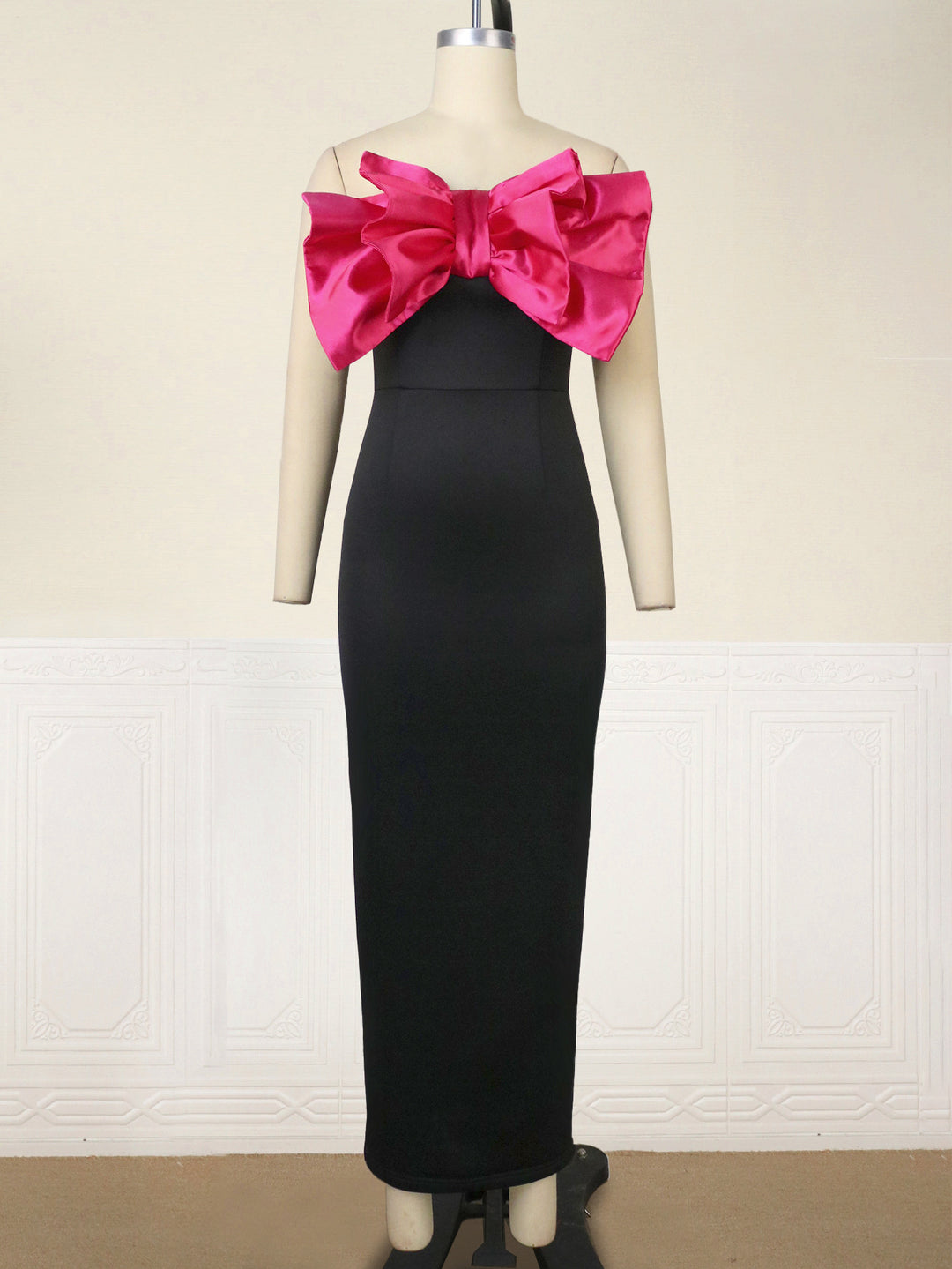 Damen Elegantes Maxikleid mit übergroßem Schleifen-Design EB