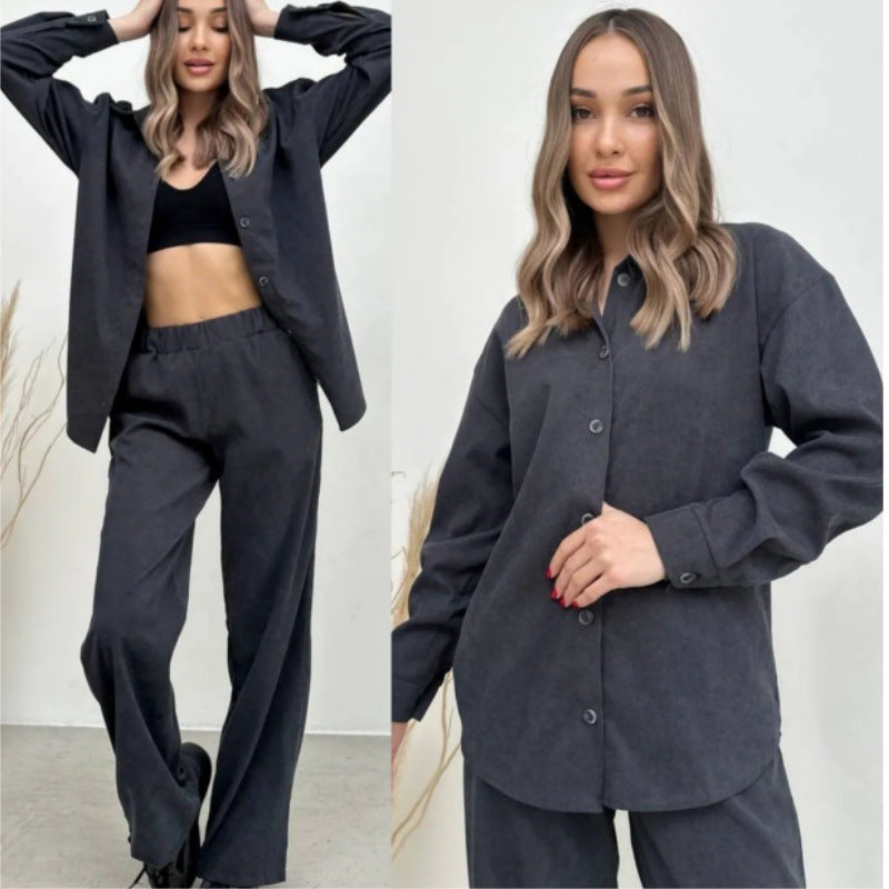 Damen Lässiges Kombination aus Hemd und Hose EB