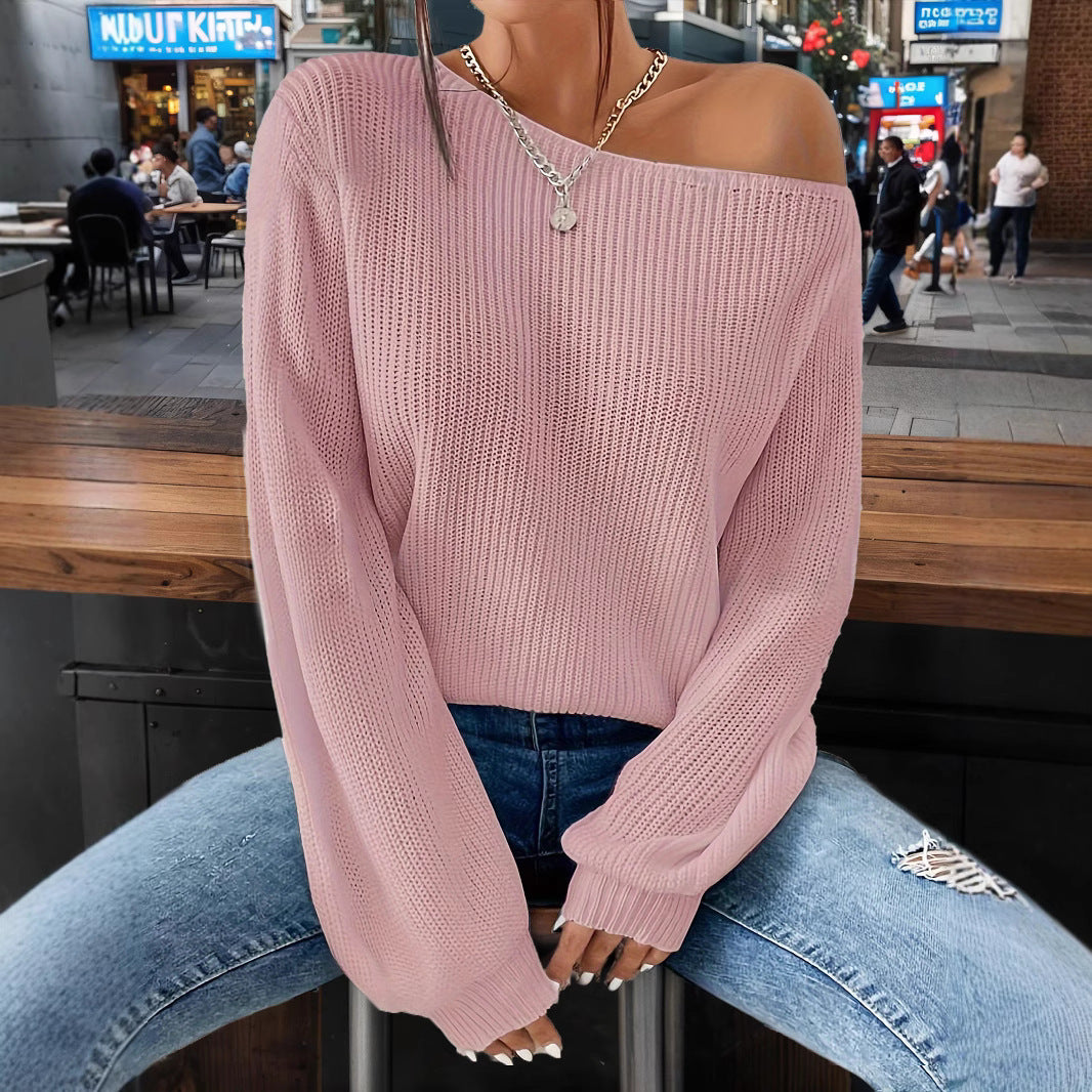 Damen lässiger Pullover mit asymmetrischem Schnitt und überschnittenen Schultern EB