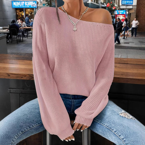 Damen lässiger Pullover mit asymmetrischem Schnitt und überschnittenen Schultern EB