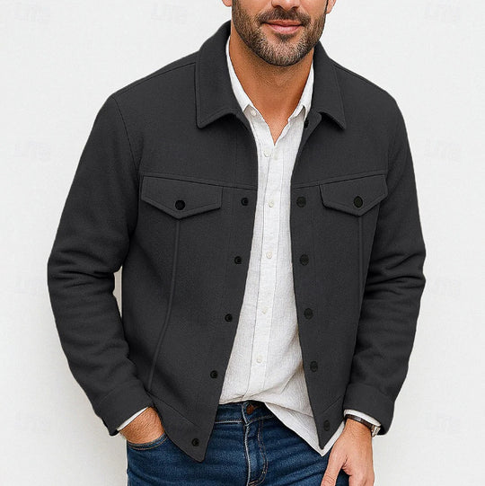 Herren nan robuste Overshirt-Jacke aus Wollmix mit aufgesetzten Brusttaschen EB