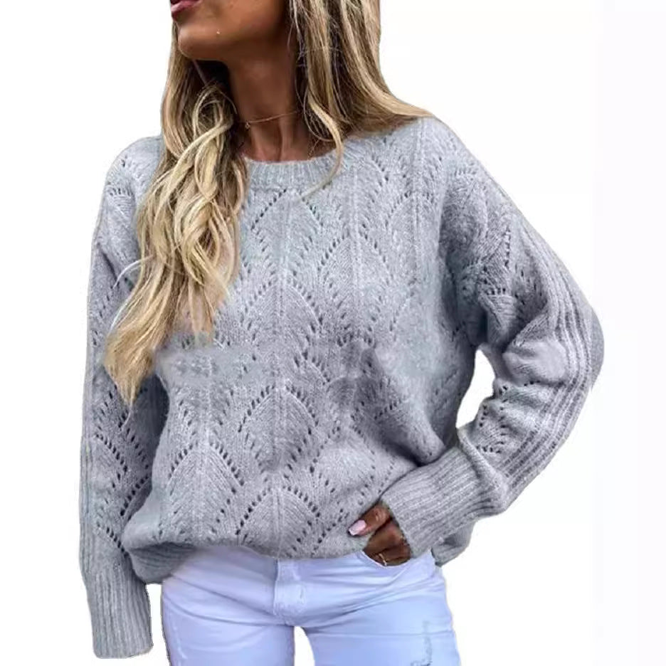 Damen Strickpullover mit feinem Lochmuster EB