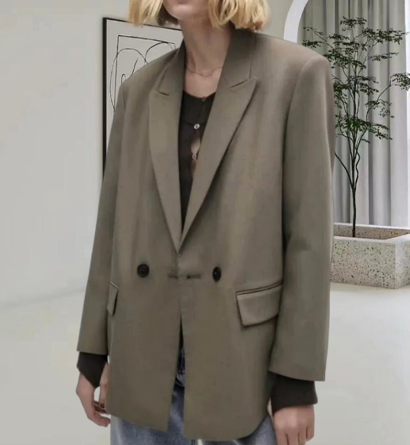 Damen Oversized Blazer mit eleganter Silhouette und dekorativen Knöpfen EB