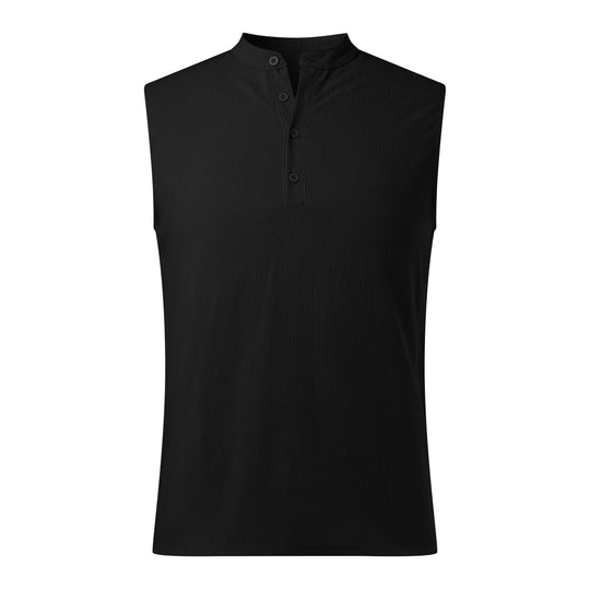 Herren Ärmelloses Henley-Shirt aus atmungsaktivem und leichtem Material EB