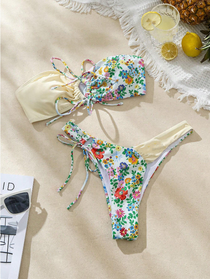 Damen Bandeau-Bikini Set mit floralem Design EB
