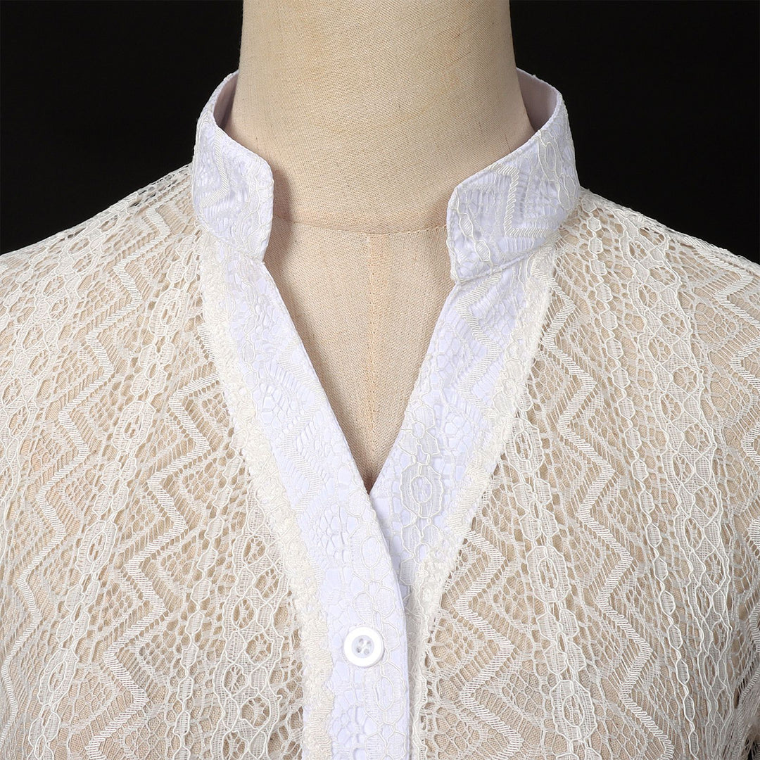 Damen nan zarter Spitzenbolero mit Stehkragen und kurzem Taillenschnitt EB