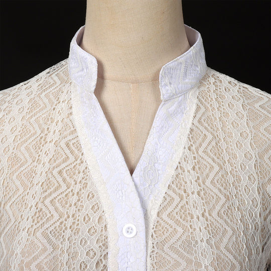 Damen nan zarter Spitzenbolero mit Stehkragen und kurzem Taillenschnitt EB