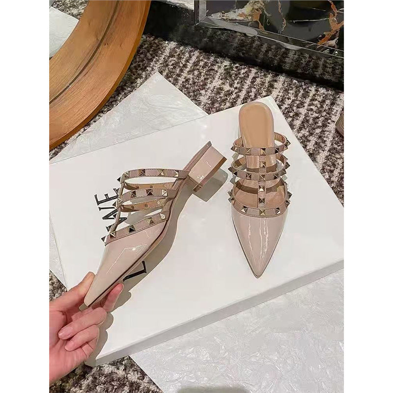 Damen elegante Slingback Sandalen mit dekorativen Nietenverzierungen EB