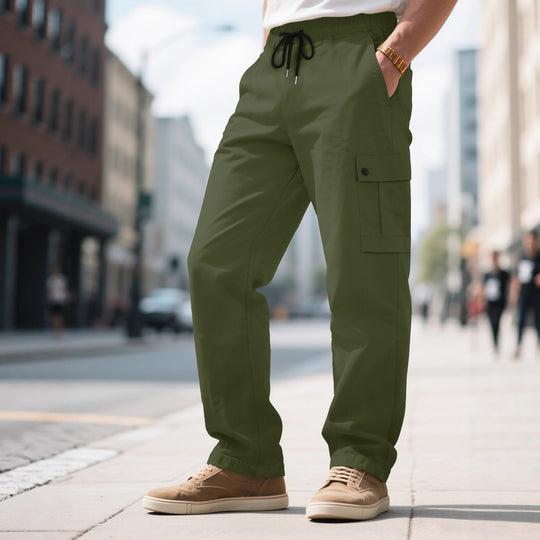 Herren nan urbane utilitarische Cargohose mit elastischem Komfortbund, Tunnelzug und verschließbaren Klappentaschen EB
