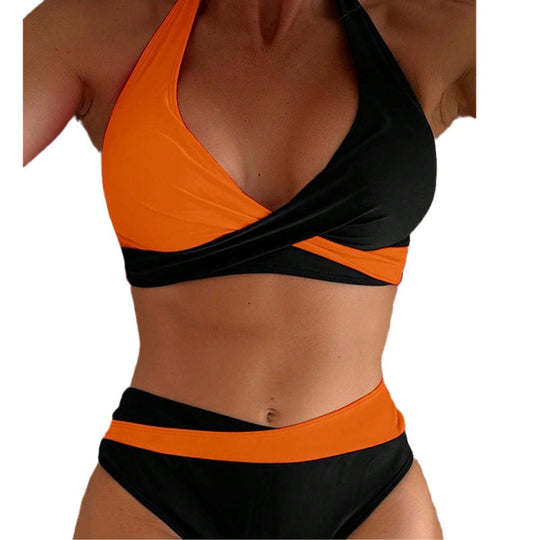 Damen Hoch tailliertes Bikini-Set mit asymmetrischem Oberteil EB