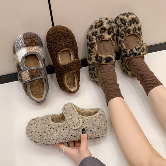 Damen Kuschelige Hausschuhe mit verstellbarem Riemen und weichem Innenfutter EB