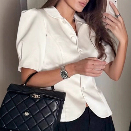 Damen Blazer mit Puffärmeln und klassischem Kragen EB