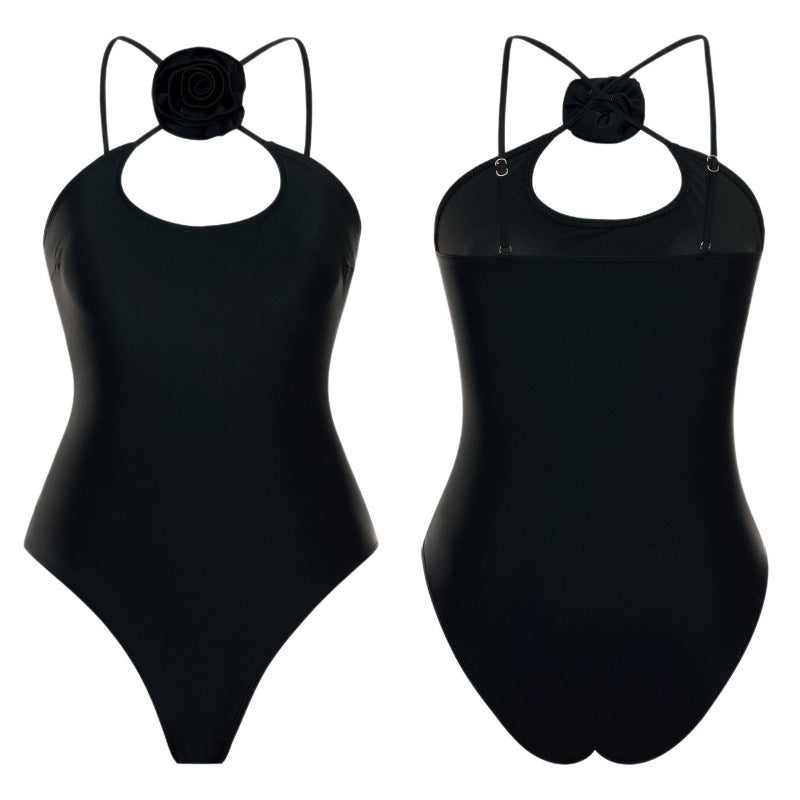 Damen Einteiler Badeanzug mit floralem Dekor und keyhole Ausschnitt EB