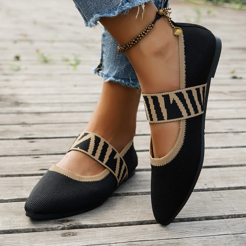 Damen Elegante Slip-On Ballerinas mit elastischem Riemen EB