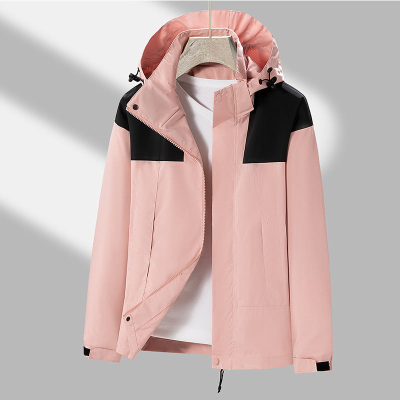 Herren leichte Softshelljacke mit kontrast-Schulterpaneel, verstellbarer Kapuze und Klettmanschetten EB
