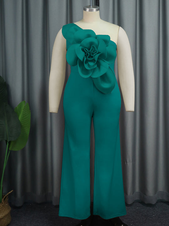 Damen Eleganter Jumpsuit mit floralen Applikationen EB
