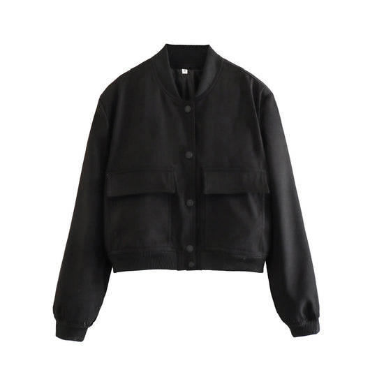 Damen sportliche Bomberjacke mit wattiertem Innenfutter und praktischen Taschen EB