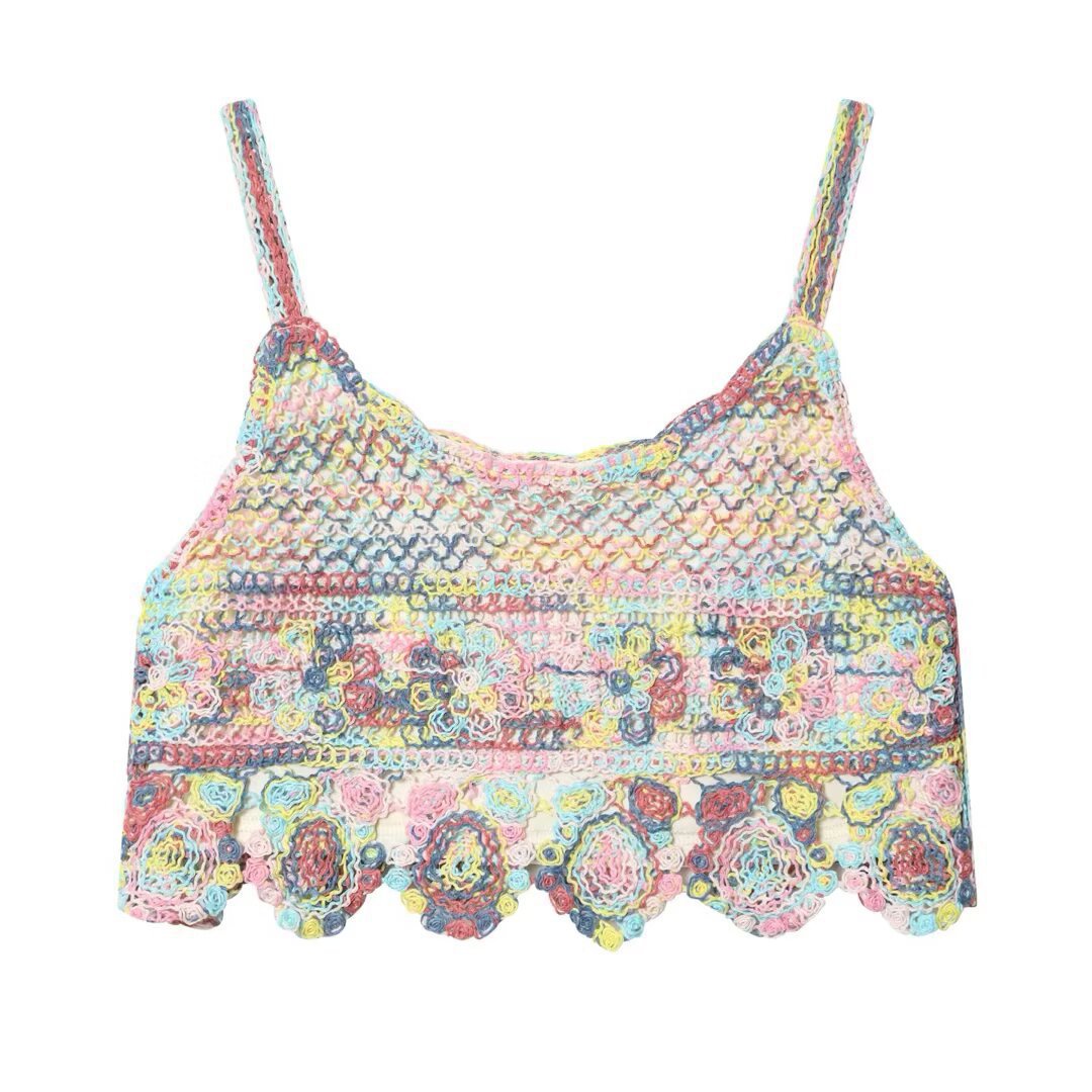 Damen gehäkeltes Oberteil im farbenfrohen Design EB