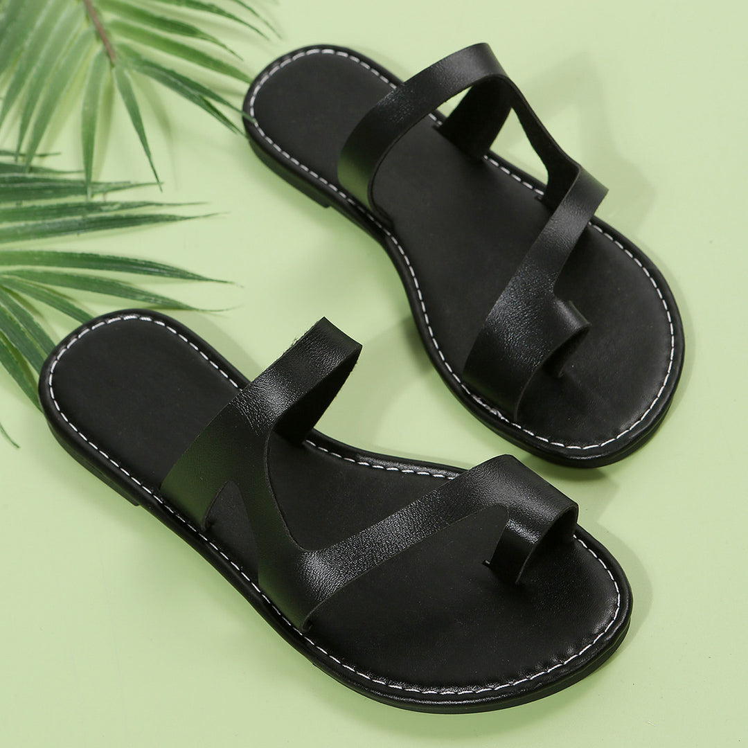 Damen elegante Zehenstegsandalen mit modischem Riemendesign und bequemem Fußbett EB