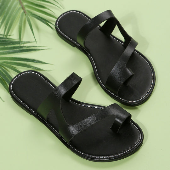 Damen elegante Zehenstegsandalen mit modischem Riemendesign und bequemem Fußbett EB