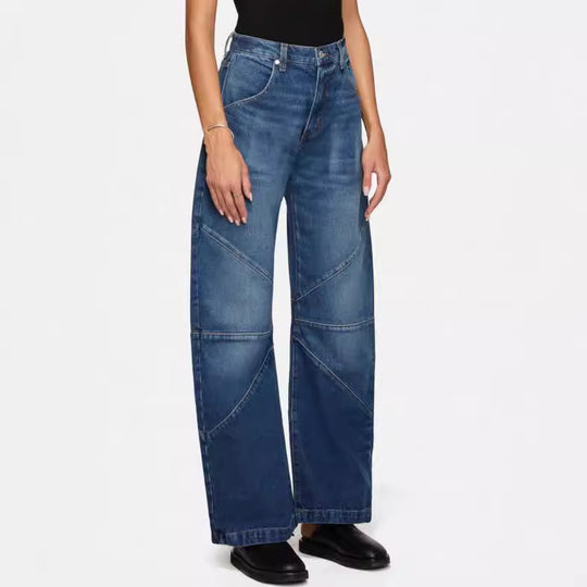Damen breite Jeans mit einzigartigem Nahtdesign im angesagten Stil EB