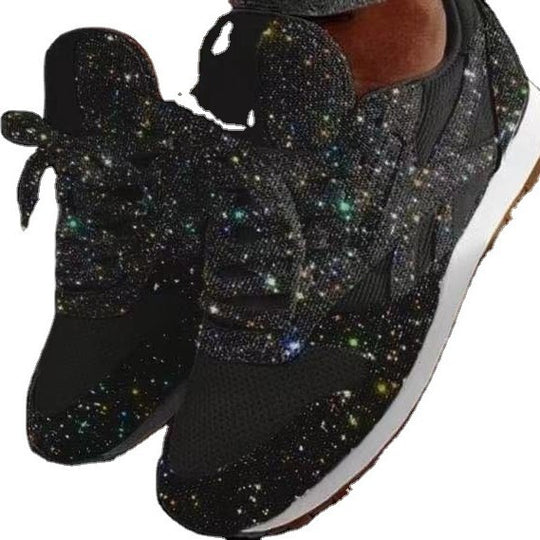 Damen nan glitzernde Sneaker mit kristallbesetzter Oberfläche, gepolstertem Komfortfußbett und rutschfester Gummisohle EB