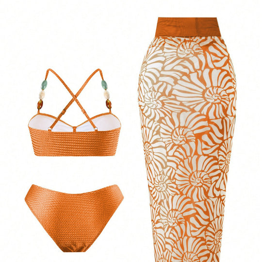 Damen Eleganter Beachwear mit floralem Überrock EB