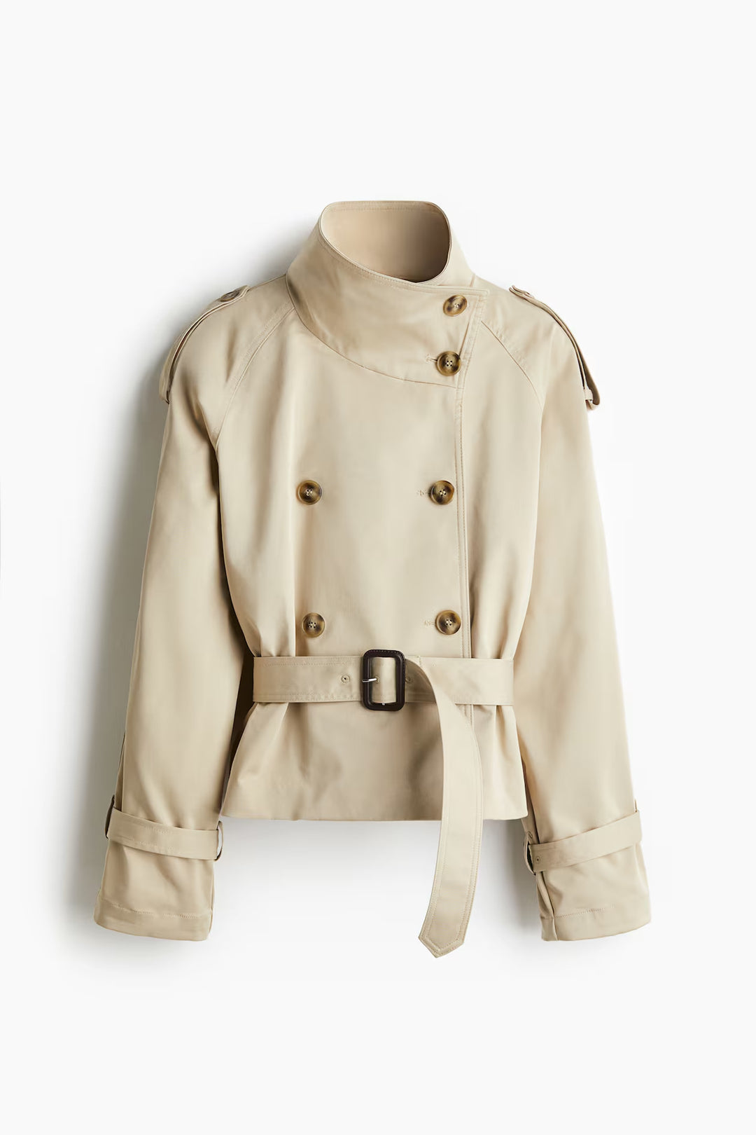 Damen modische Trenchjacke mit Gürtel und doppelter Knopfaiusschnitt EB