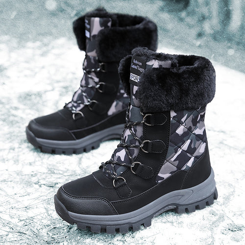 Damen isolierte Winterstiefel mit rutschfestem Profil und kuscheligem Innenfutter EB