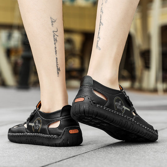 Herren Bequeme Lederfreizeitschuhe mit Reißverschluss und atmungsaktiven Öffnungen EB