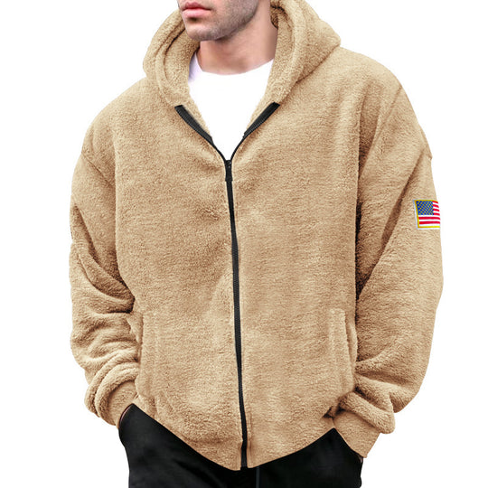 Herren kuscheliger Fleece-Hoodie mit Kapuze und Reißverschluss EB