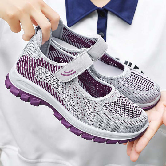 Damen Komfortable Ballerinas mit flexiblem Klettverschluss EB