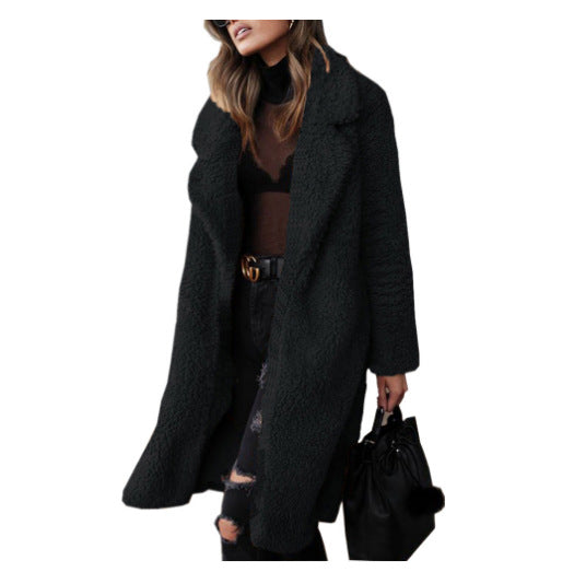 Damen Kuscheliger Teddy-Mantel mit großzügigem Schnitt und zwei praktischen Taschen EB