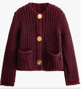 Damen Strickjacke mit dekorativen Knöpfen und praktischen Taschen EB