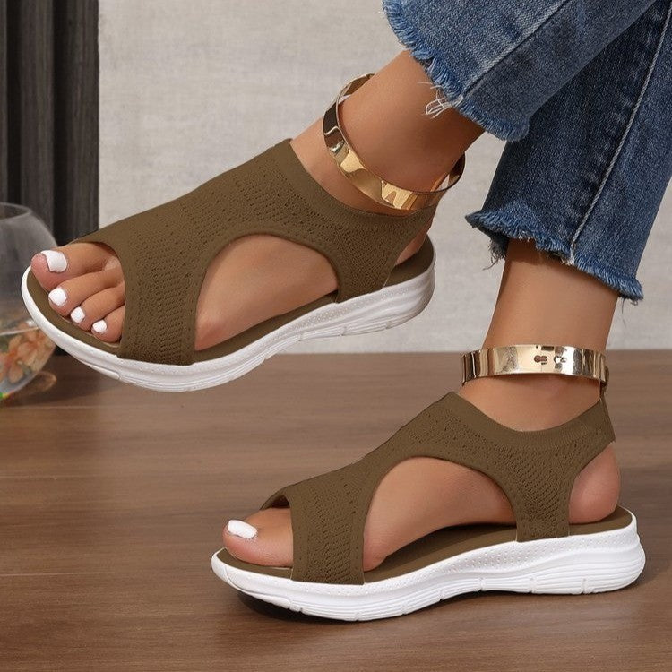 Damen Sportliche Strick-Sandalen mit atmungsaktivem Obermaterial und dämpfender Laufsohle EB