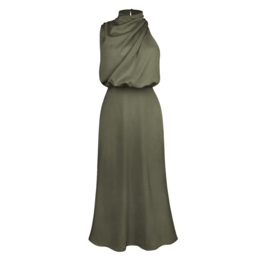 Damen Elegantes Etuikleid mit asymmetrischem Kragen und fließendem Schnitt EB