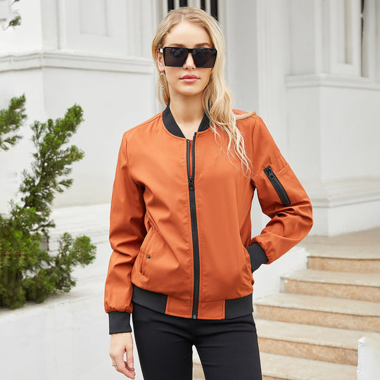 Damen nan leichte Bomberjacke mit Ärmeltasche, kontrastbündchen und sportiver Passform EB