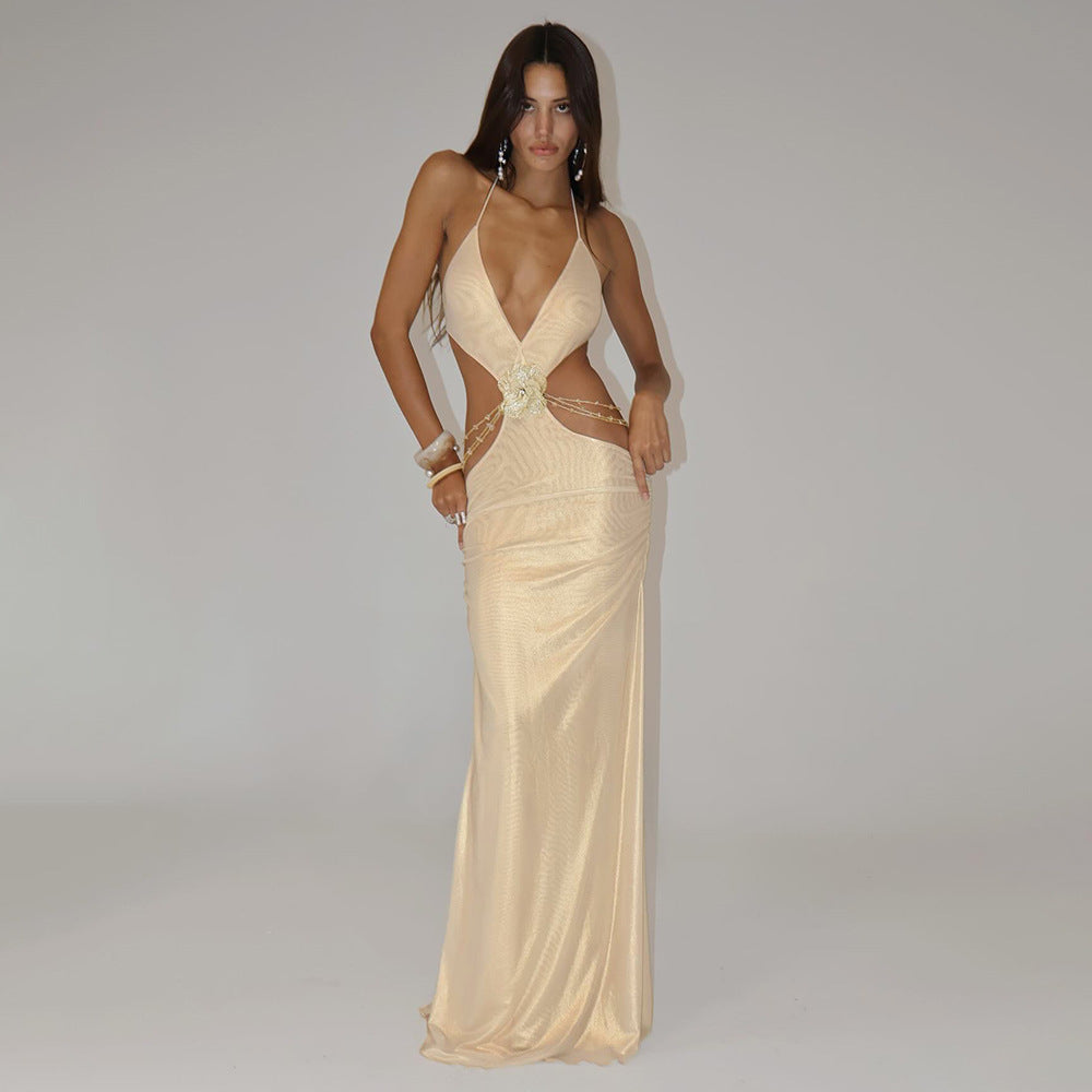 Damen Traumhaftes Abendkleid mit tiefem Ausschnitt und ausgefallenen Cut-Outs EB