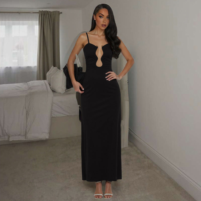 Damen Elegantes Maxikleid mit einzigartigem Schlüsselloch-Ausschnitt und figurschmeichelndem Schnitt EB