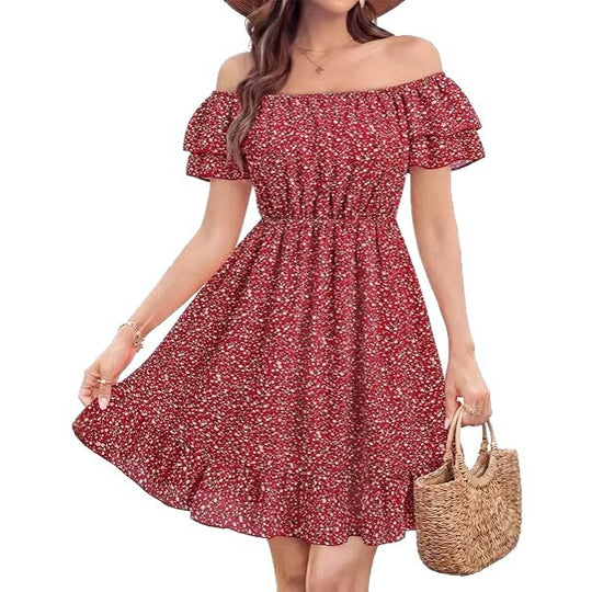 Damen lässiges Sommerkleid mit Rüschendetails EB