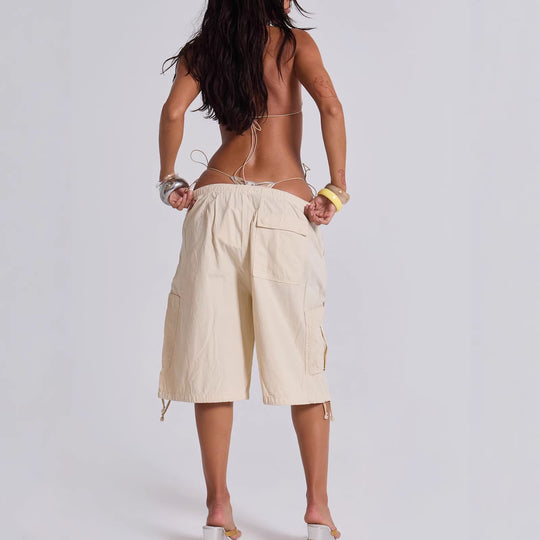 Damen lässige kurze Cargo-Shorts mit verstellbarem Bund und praktischen Taschen EB