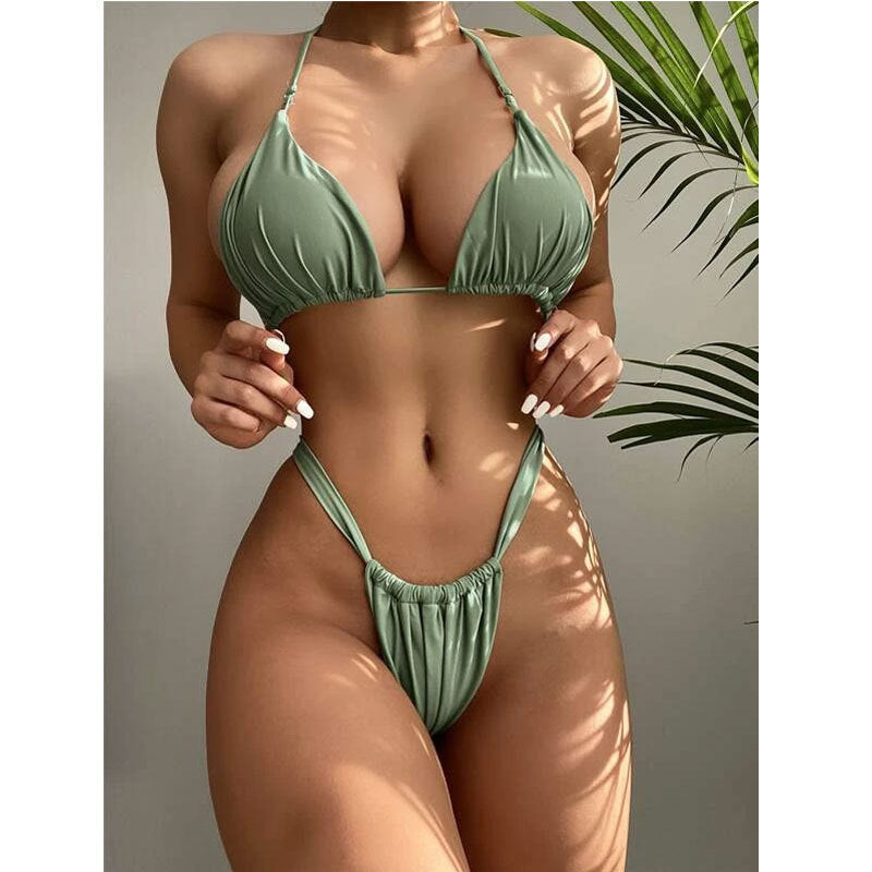 Damen Triangel-Bikini mit hohem Beinausschnitt EB